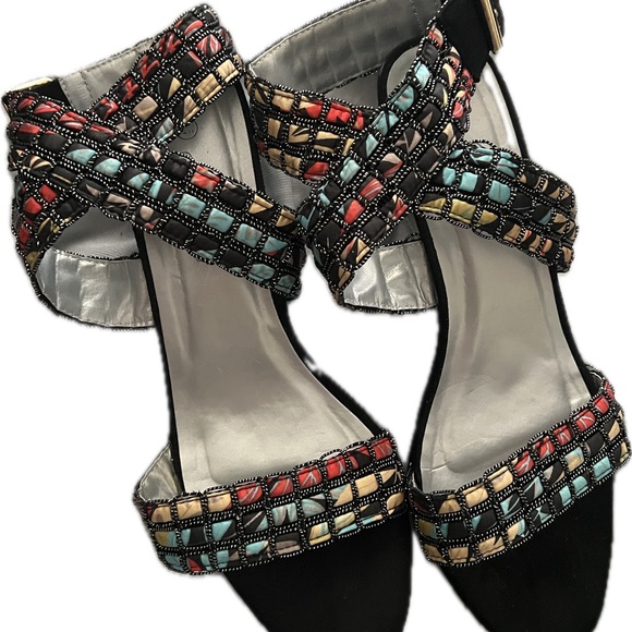 Statues Shoes - Beaded Multicolor Women's Heels